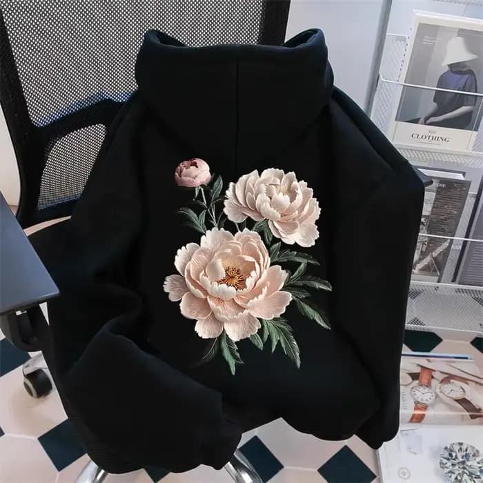 Sweat à capuche en polaire imprimé graphique Spring Rose pour homme