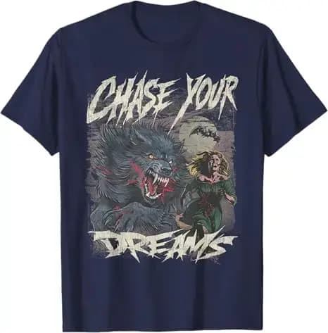 Chase Your Dreams T-Shirt d'art rétro d'horreur de loup-garou drôle Y2k Costume d'halloween nouveauté cadeau femmes hommes t-shirts esthétiques de mode
