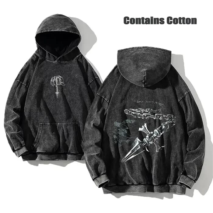 Sweat à capuche délavé Anime Hunter X Hunter, imprimé Manga, pour hommes, pull Harajuku, contient des sweats en coton, vêtements unisexes