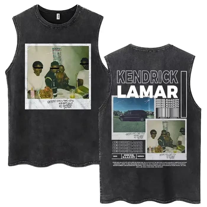 Débardeur Vintage délavé rappeur Kendrick Lamar Album pour hommes