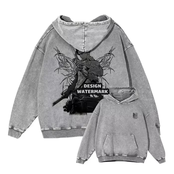 Anime Levi sweats à capuche Vintage lavé a-attaque sur Titan sweat