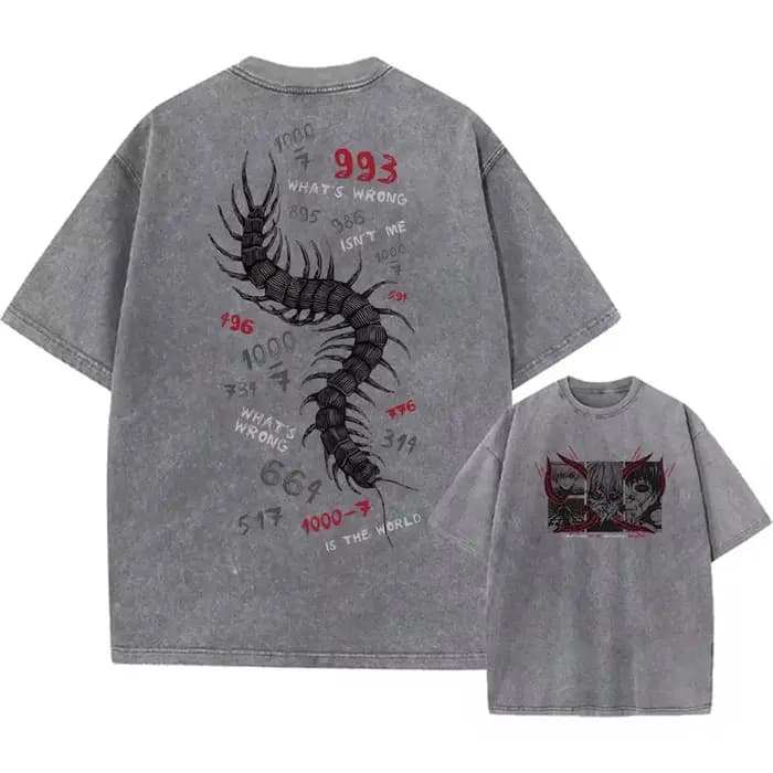 Tokyo Ghoul Ken Kaneki Manga T-shirt graphique lavé surdimensionné coton Streetwear pour hommes femm