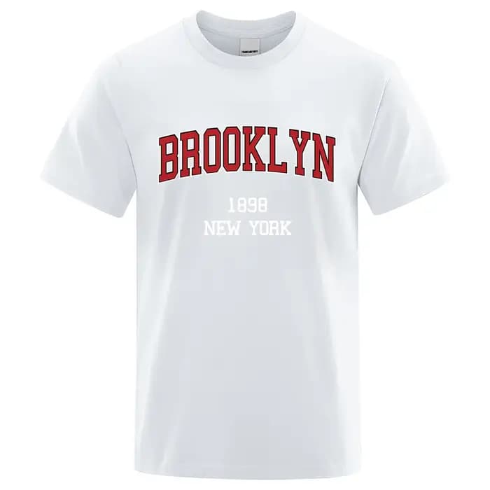 T-shirt homme en coton respirant, ample et créatif, avec lettres imprimées de New York City, été 189
