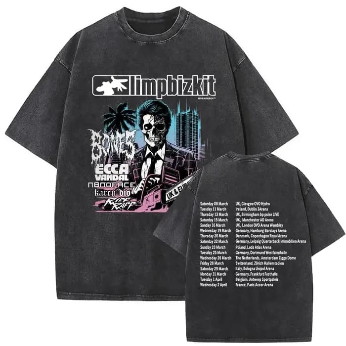 Y2k t-shirt hommes vêtements lavé Vintage groupe de Rock Limp Bizkit Album graphique 2025 hommes vêt