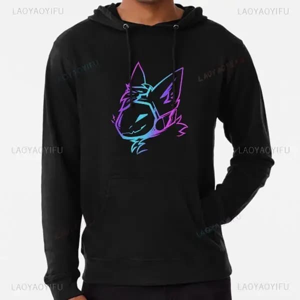 Groovy Protogen buste Lineart Anime graphique sweat à capuche unisexe surdimensionné Streetwear Y2K esthétique Cyber Kawaii Gamer vêtements