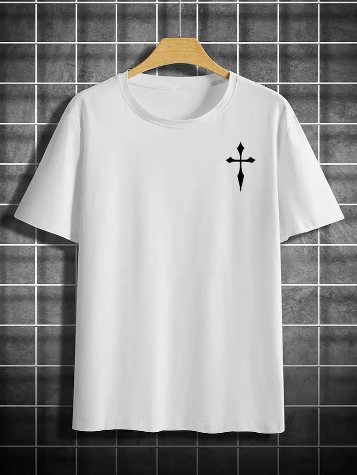 T-shirt décontracté d'été à col rond - Style rétro américain 100% coton pur respirant à manches courtes - Haut tendance