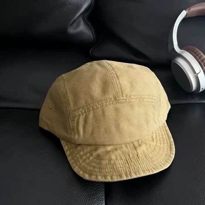 Casquette de baseball à cinq panneaux, délavée et vieillie, à visière courte - simple et décontracté