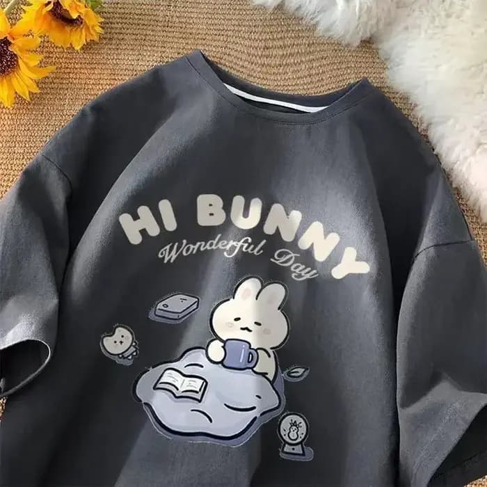 Cartton Hi Bunny imprimé femmes T-shirt à manches courtes