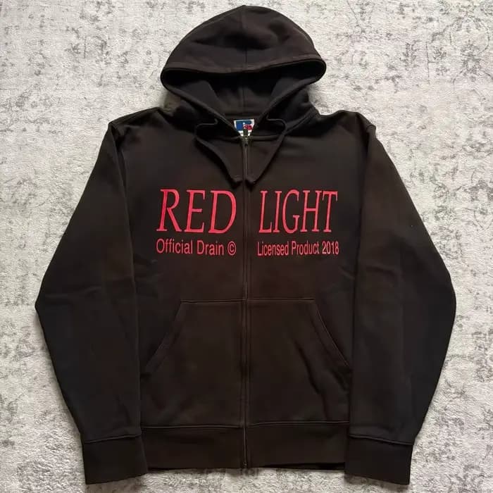 Sweat à capuche oversize zippé rouge style grunge streetwear gothique, hauts pour femmes, vêtements