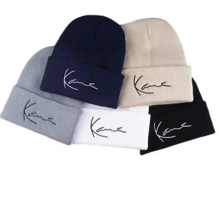 Karl Kani Chapeau tricoté brodé avec lettres rétro pour hommes et femmes