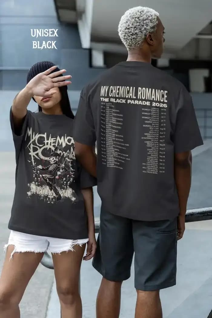 Chemise My Chemical Romance The Black Parade Tour 2026 – T-shirt du groupe de rock emo MCR