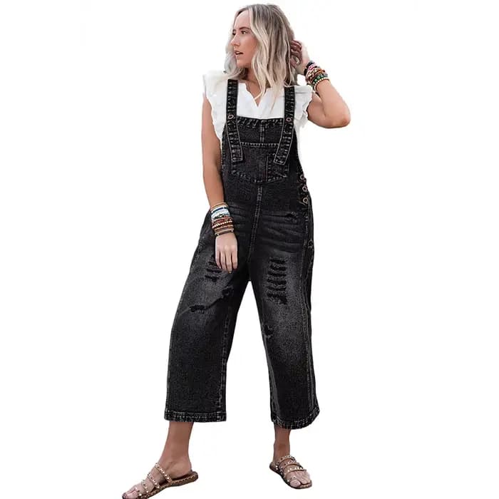 Pantalon déchiré Cowboy combinaison pour femmes décontracté coton Denim Boho plage une pièce tenue s