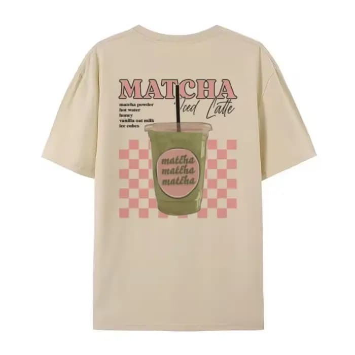 Y2k Esthétique Matcha Latte Dos Imprimé T-Shirt Mignon