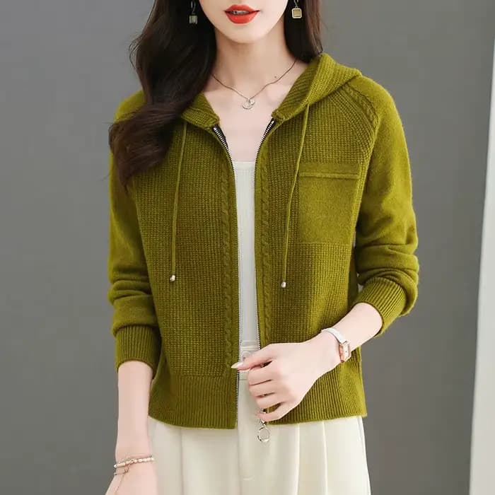 Cardigan tricoté à capuche rouge Rose pour femmes, court, nouveau Style avec ceinture haute, veste p