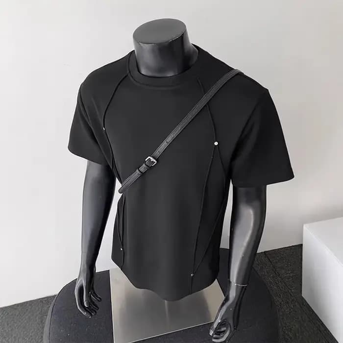 T-shirt à manches courtes de style américain, coupe ample, col rond, décontracté, couleur unie, qualité supérieure, fibre de polyester, pour homme, été