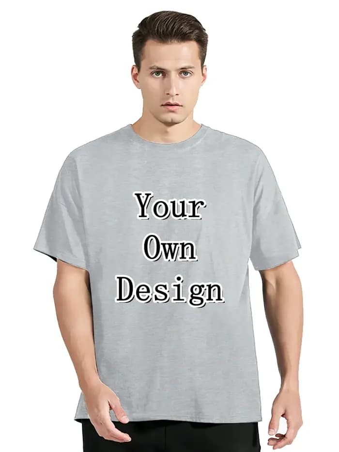 Men's Custom T-shirt With Your Own Logo Text And Photo Printed On The Front And Back