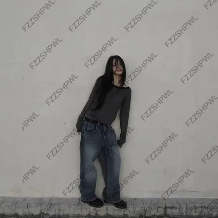 Dentelle esthétique imprimé graphique décontracté gothique Y2k haut à manches longues filles épicées Hip Hop
