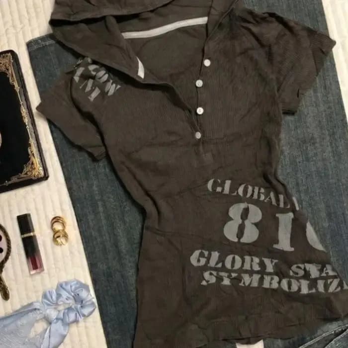 T-shirts à capuche gothiques Y2K avec motif lettres