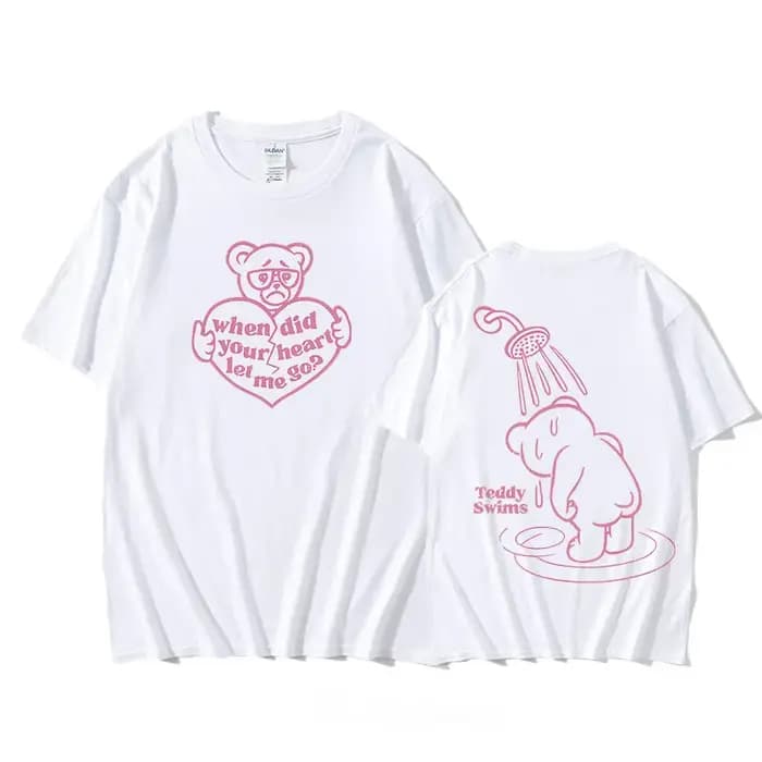 T-shirt de natation Teddy unisexe, impression recto-verso, tee-shirt vintage en coton, manches court