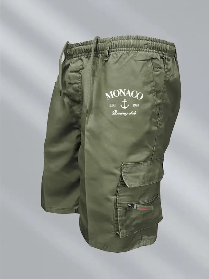 Short cargo imprimé drapeau de Monaco pour homme