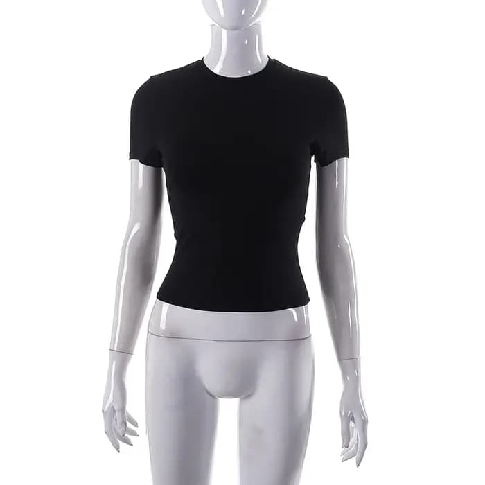 2023 printemps nouveau T-Shirt à manches courtes femmes solide Simple décontracté doux tout-Match ch