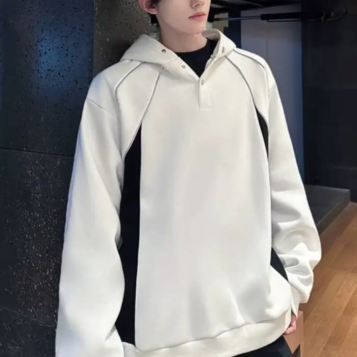 Sweat à capuche patchwork à rayures Casting pour hommes