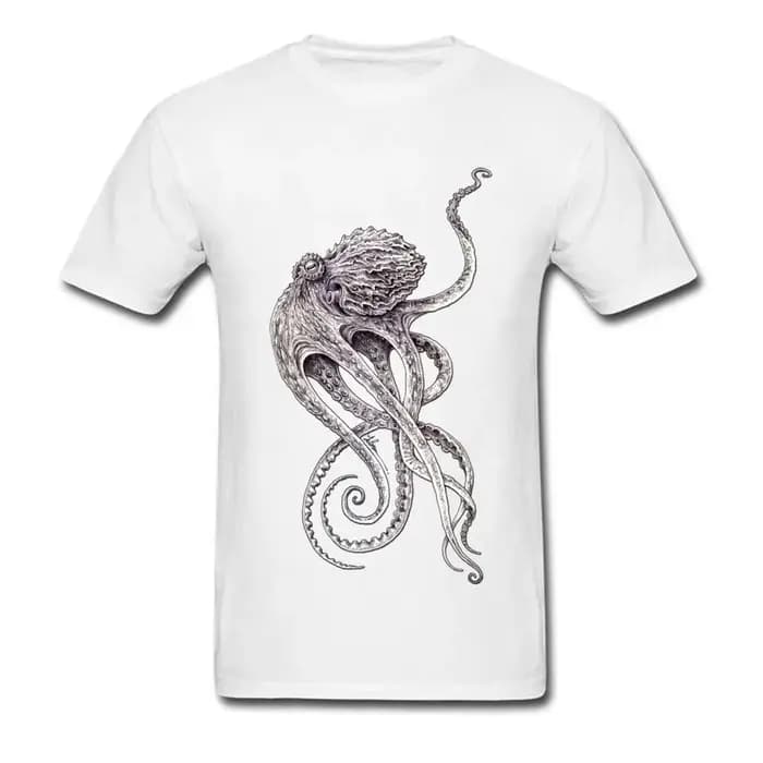 T-shirt à manches courtes imprimé pieuvre rétro pour hommes, noir élégant, Steampunk, t-shirts perso