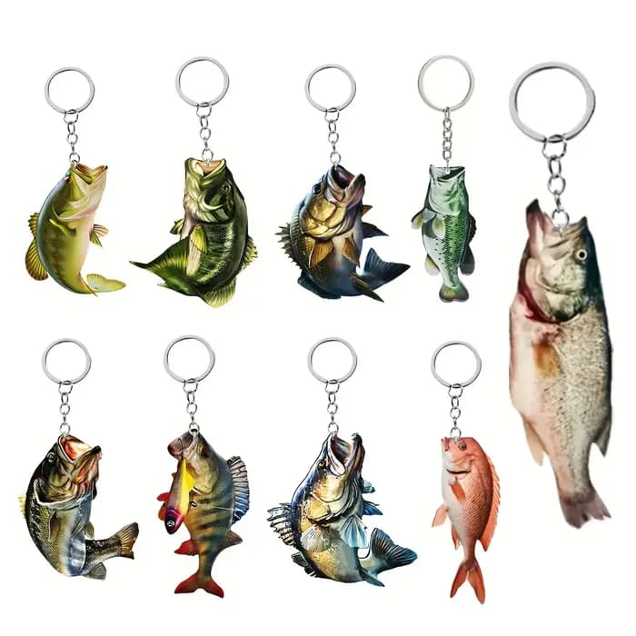 Porte-clés poisson en acrylique 2D pour hommes et femmes
