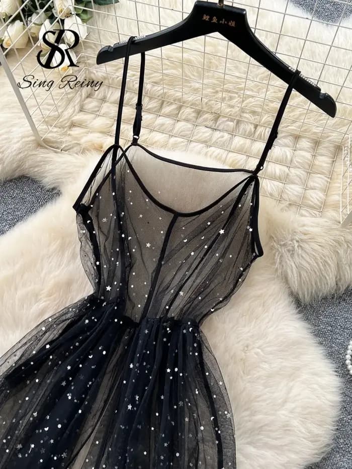 Robe longue SINGREINY style streetwear à sequins pour femme