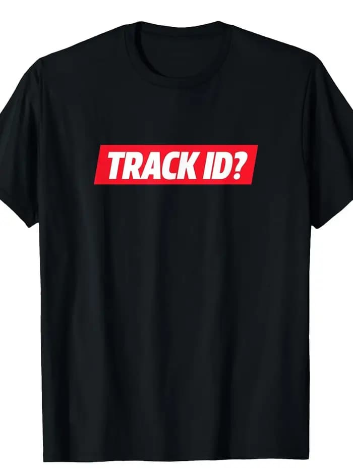 T-Shirt en coton épais pour hommes TRACK ID Techno EDM Rave Party Tee Noir Rouge Text Concerts Festi