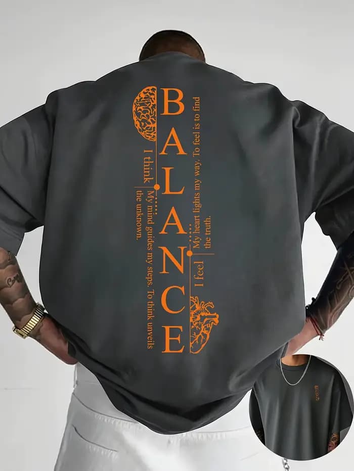 T-shirt pour homme en coton doux 100% de qualité supérieure avec impression typographique verticale
