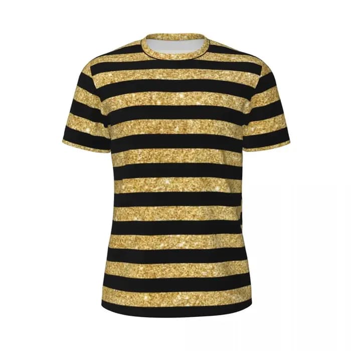 Rayures noires motif Gym T-Shirt plage élégant or paillettes esthétique T-Shirts Hip Hop T-Shirt pou