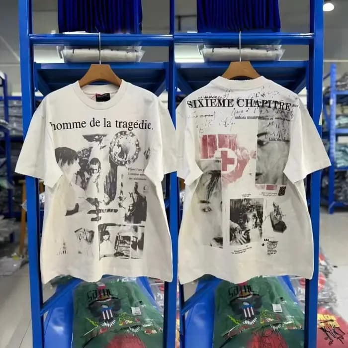 T-shirt imprimé double face pour homme 100 % coton