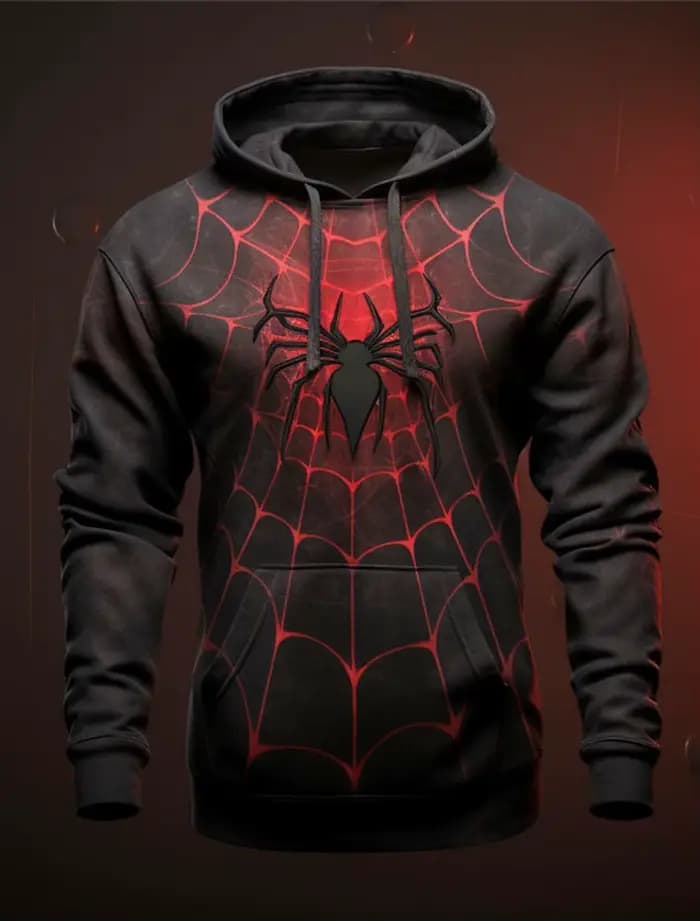 Sweat à capuche à motif d'araignée pour hommes, pull imprimé Halloween, sports de plein air, vacance