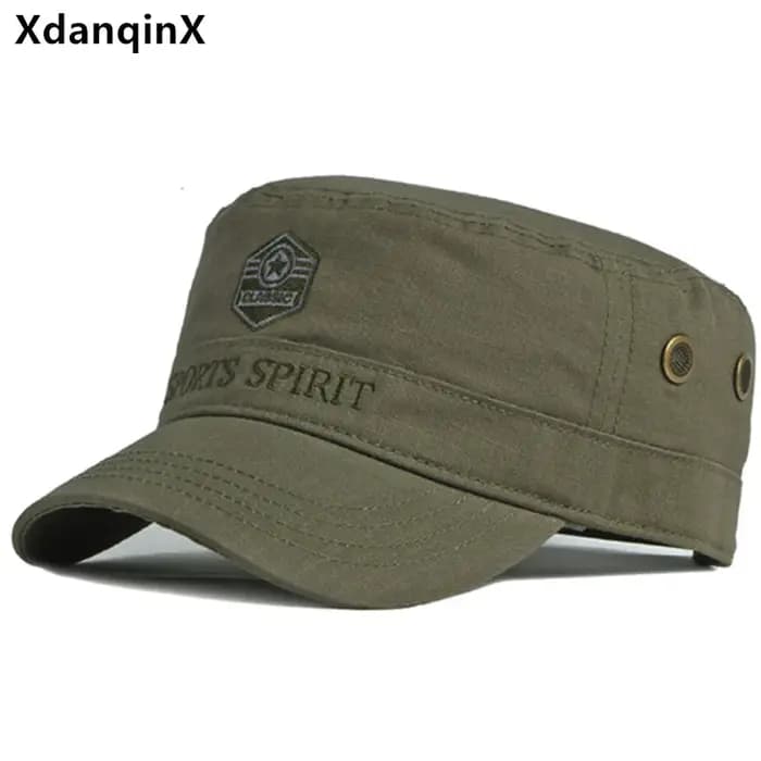 Nouvelles casquettes militaires en coton pour hommes Printemps-Été 2026 – Casquette plate brodée