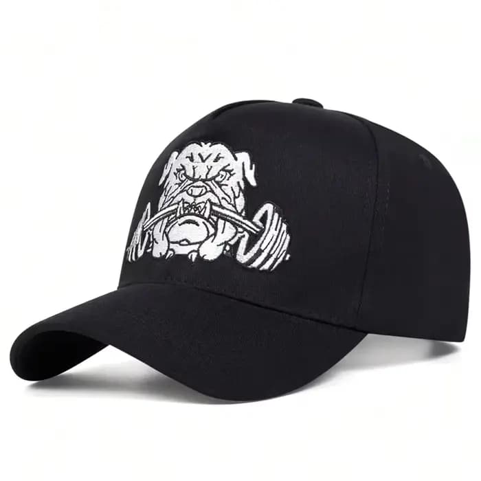 Casquette de Baseball unisexe avec haltères bouledogue brodés