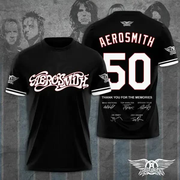 T-shirts imprimés en 3D de la groupe rock Aerosmith