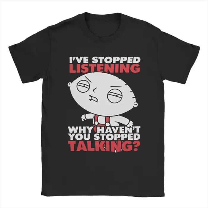 Familles gars Stewie Griffin T-Shirts hommes arrêter de parler Cool coton t-shirt col rond à manches