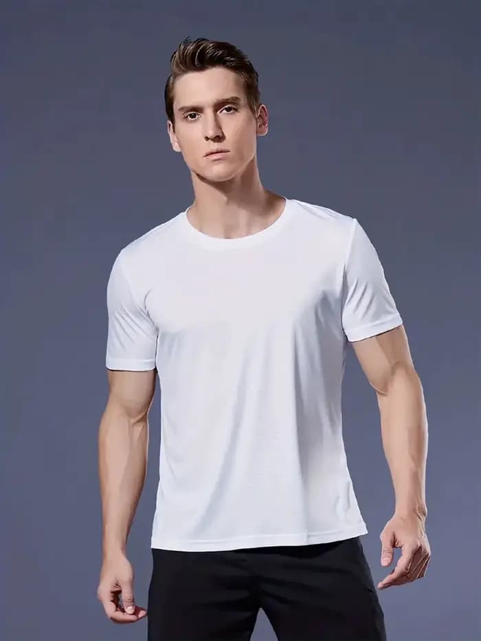 T-Shirt col rond 4 couleurs noir et blanc gris marine ultra-léger homme séchage rapide respirant chemise absorbant la