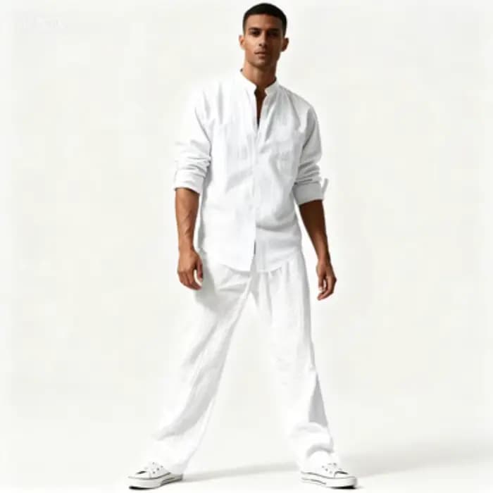 Chemise + pantalon surdimensionné à manches longues, Simple et polyvalent, costume en lin confortabl