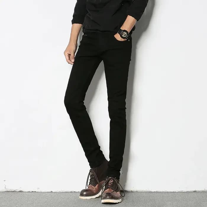 Mode hommes coupe ajustée Denim crayon pantalon de haute qualité noir blanc maigre Stretch jean homm