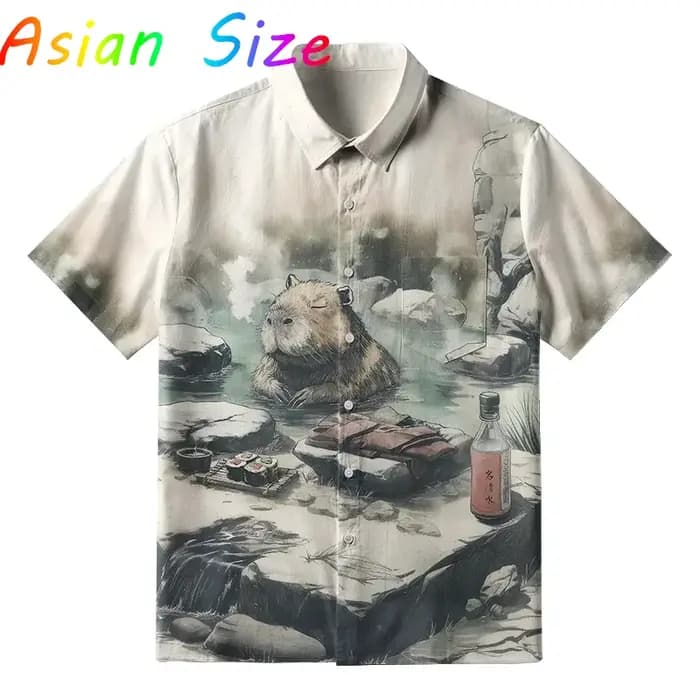 2025 nouvelles chemise hawaïenne Anime Capybara pour hommes drôle Capybaras impression 3D revers simple bouton plage Hawaii chemises unisexe Y2k Camisa