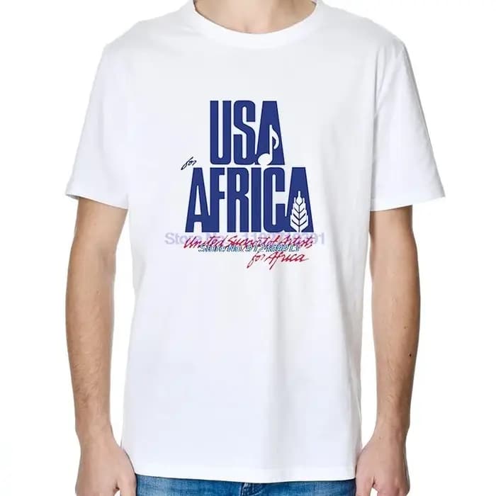 T-shirt graphique d'été pour hommes 'We Are the World' Anniversaire United Artists Imprimé Coton Manches Courtes Décontracté