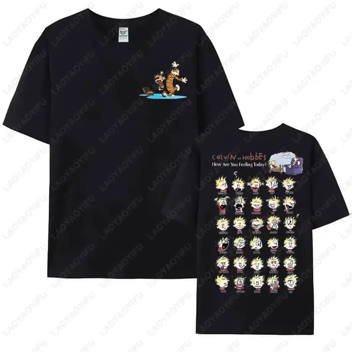 Drôle Calvin et Hobbes T-shirt graphique coton pour hommes femmes tenue décontracté nostalgie vieille école Style dessin animé t-shirts Camisetas