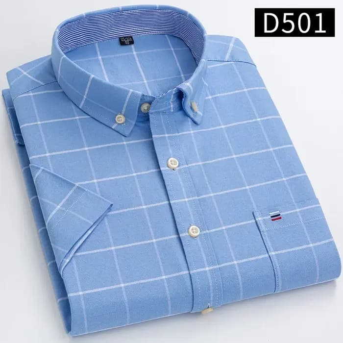Chemise à carreaux rayée à manches courtes pour hommes