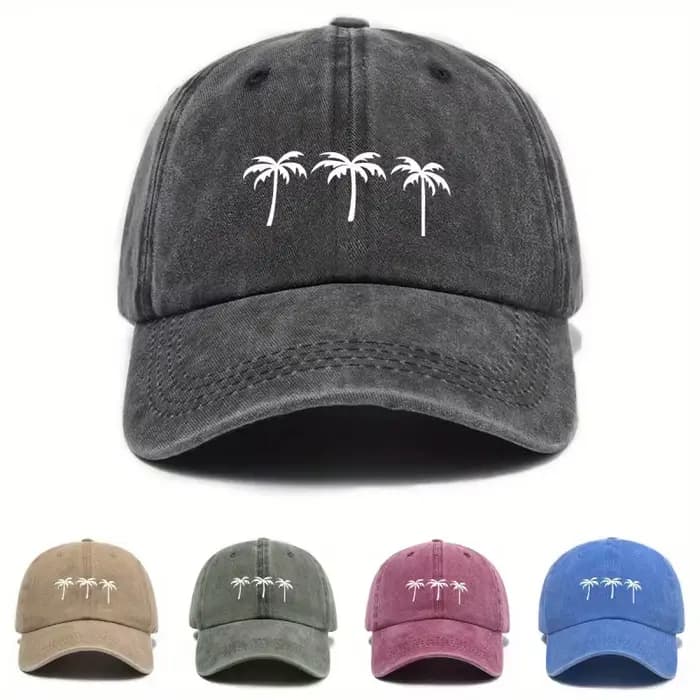 Trois casquettes de baseball imprimées cocotier pour hommes et femmes
