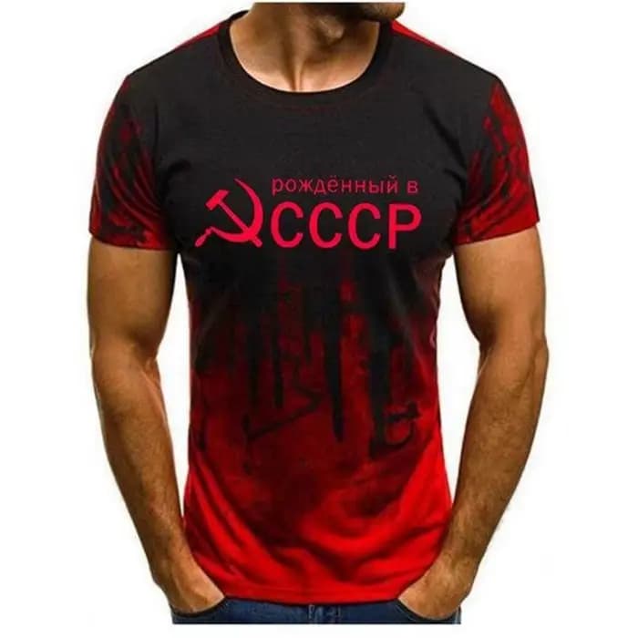 T-shirt à col rond imprimé logo CCCP pour hommes, t-shirt camouflage russe, manches courtes, mode dé