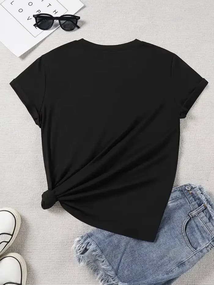 T-shirt à motif de lettres japonaises amusantes pour femmes