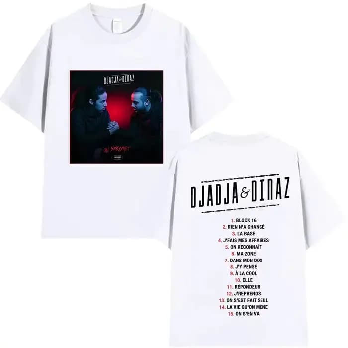 T-shirt graphique Rapper Djadja & Dinaz Album 2026 pour homme, style vintage gothique, Hip Hop, manc