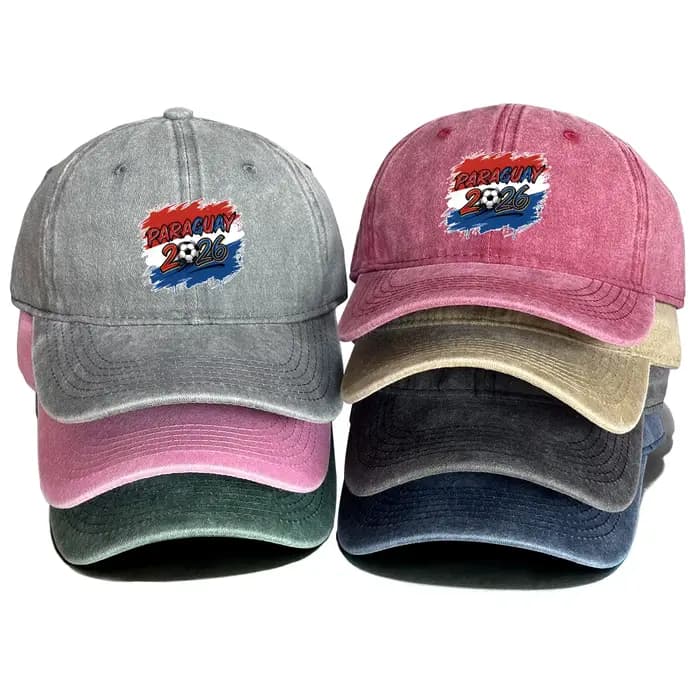 Casquette de baseball effet vieilli avec drapeau du Paraguay imprimé